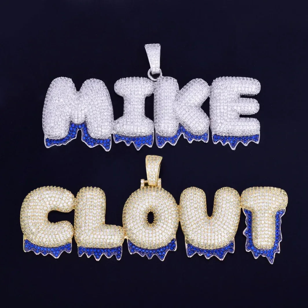 Blue Finish Iced Out Personalized Custom Name Necklace Pendant - Luxury Custom Jewelry - CaratixJewelry